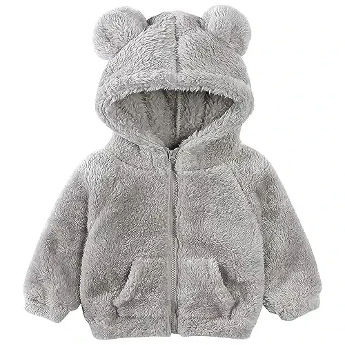Newborn Infant Baby Boys Girls Cartoon Fleece Hooded Jacket Coat with Ears Warm Todder Kids Outwear Coat Zipper Up 0-6Y - GAJAOUS