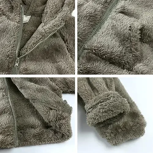 Newborn Infant Baby Boys Girls Cartoon Fleece Hooded Jacket Coat with Ears Warm Todder Kids Outwear Coat Zipper Up 0-6Y - 3