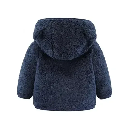 Newborn Infant Baby Boys Girls Cartoon Fleece Hooded Jacket Coat with Ears Warm Todder Kids Outwear Coat Zipper Up 0-6Y - MODAZONE (1)