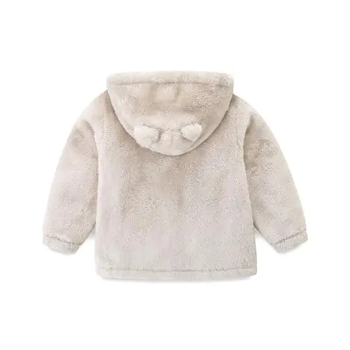 Newborn Infant Baby Boys Girls Cartoon Fleece Hooded Jacket Coat with Ears Warm Todder Kids Outwear Coat Zipper Up 1-6Y - 2