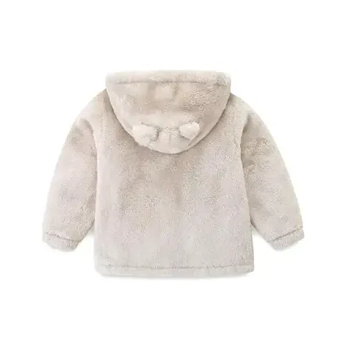 Newborn Infant Baby Boys Girls Cartoon Fleece Hooded Jacket Coat with Ears Warm Todder Kids Outwear Coat Zipper Up 1-6Y - NEWBORN (1)