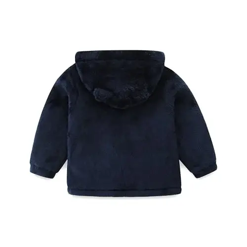 Newborn Infant Baby Boys Girls Cartoon Fleece Hooded Jacket Coat with Ears Warm Todder Kids Outwear Coat Zipper Up 1-6Y - 2