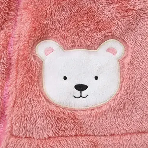Newborn Infant Baby Boys Girls Cartoon Fleece Hooded Jacket Coat with Ears Warm Todder Kids Outwear Coat Zipper Up 1-6Y - 3