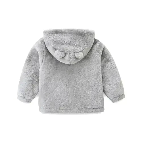 Newborn Infant Baby Boys Girls Cartoon Fleece Hooded Jacket Coat with Ears Warm Todder Kids Outwear Coat Zipper Up 1-6Y - NEWBORN (1)