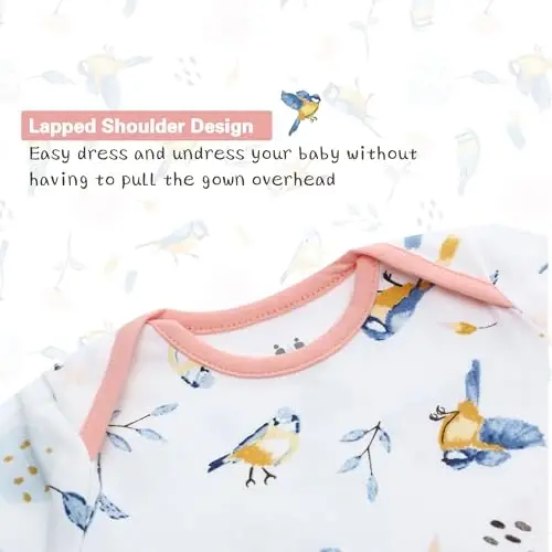 Newborn Knotted Gown with Hat Set, 3 Pack Newborn Nightgowns, Baby Sleeper Gowns with Mitten Cuffs for Boys Girls 6-12 Months - 3