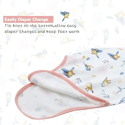 Newborn Knotted Gown with Hat Set, 3 Pack Newborn Nightgowns, Baby Sleeper Gowns with Mitten Cuffs for Boys Girls 6-12 Months - 4
