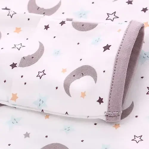 Newborn Knotted Nightgown Long Sleeve with Matching Hat Set 3 Pack, Baby Sleeper Gowns Unisex Home Outfits Set with Mitten Cuffs for Boys Girls 0-3 Months - 6