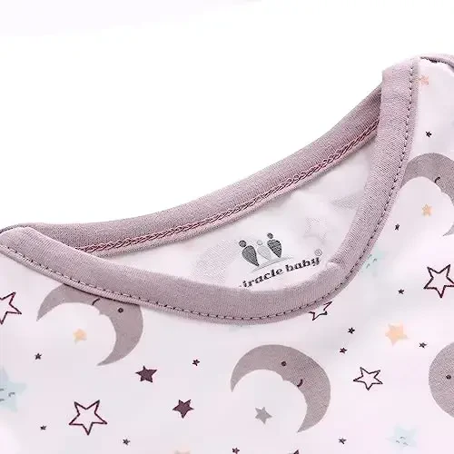 Newborn Knotted Nightgown Long Sleeve with Matching Hat Set 3 Pack, Baby Sleeper Gowns Unisex Home Outfits Set with Mitten Cuffs for Boys Girls 0-3 Months - 7