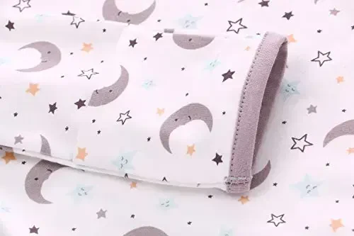 Newborn Knotted Nightgown Long Sleeve with Matching Hat Set 3 Pack, Cotton Baby Sleeper Gowns Sleeping Bag Unisex Home Outfits Set with Mitten Cuffs for Boys Girls 0-6 Months - 7