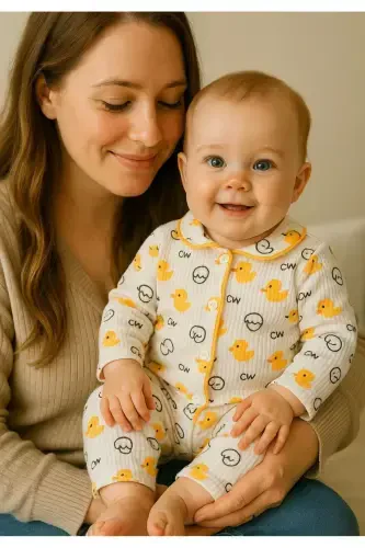 Newborn Organic Cotton 2-Piece Baby Set for Girls and Boys - ANNE DOKUNUŞU GIBI KUZUM BEBE (1)