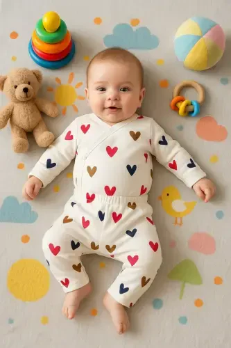 Newborn Organic Cotton 2-Piece Baby Set For Girls and Boys - ANNE DOKUNUŞU GIBI KUZUM BEBE (1)