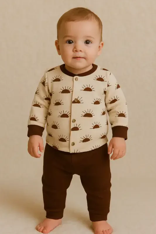 Newborn Organic Cotton 2-Piece Baby Set for Girls and Boys - anne dokunuşu gibi KUZUM BEBE