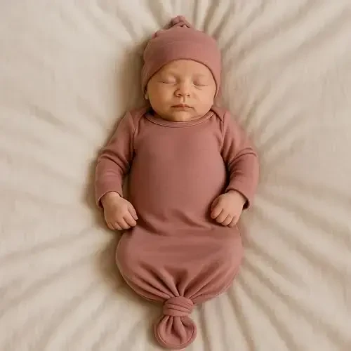 Newborn tugʻilgan tugunchali chaqaloq koʻylagi 0-6 oy, chaqaloqlar uchun juda yumshoq nafas oladigan tungi koʻylaklar qiz va oʻgʻil bola, chaqaloq qizlar uyga keladigan kasalxona kiyimi shapka bilan pushti rangda - 6