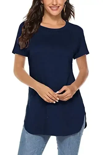 Newchoice Women's Casual Batwing Long Sleeve T Shirt Round Neck Basic Loose Tunic Tops 