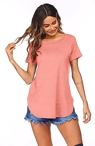 Newchoice Women's Casual Batwing Long Sleeve T Shirt Round Neck Basic Loose Tunic Tops - 2