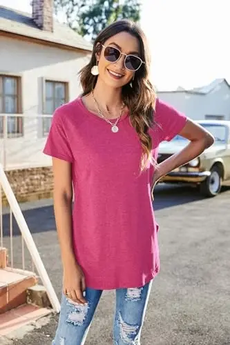 Newchoice Women's Casual Batwing Long Sleeve T Shirt Round Neck Basic Loose Tunic Tops - NEWCHOICE (1)