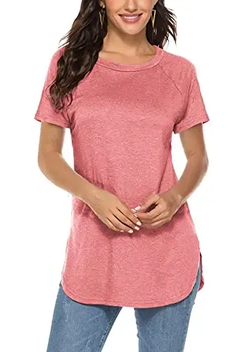 Newchoice Women's Casual Batwing Long Sleeve T Shirt Round Neck Basic Loose Tunic Tops 