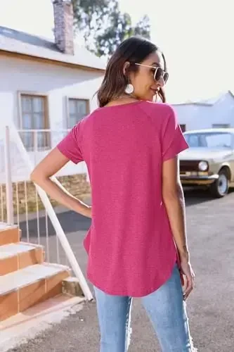 Newchoice Women's Casual Batwing Long Sleeve T Shirt Round Neck Basic Loose Tunic Tops - 3