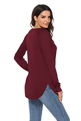 Newchoice Women's Casual Batwing Long Sleeve T Shirt Round Neck Basic Loose Tunic Tops - MODAZONE (1)