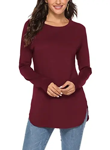 Newchoice Women's Casual Batwing Long Sleeve T Shirt Round Neck Basic Loose Tunic Tops - 1