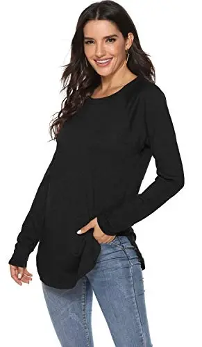 Newchoice Women's Casual Batwing Long Sleeve T Shirt Round Neck Basic Loose Tunic Tops - 2