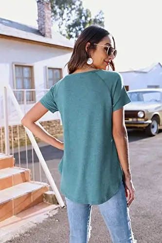 Newchoice Women's Casual Batwing Long Sleeve T Shirt Round Neck Basic Loose Tunic Tops - 4