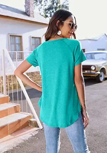 Newchoice Women's Casual Batwing Long Sleeve T Shirt Round Neck Basic Loose Tunic Tops - 4