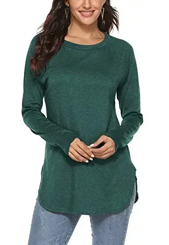 Newchoice Women's Casual Batwing Long Sleeve T Shirt Round Neck Basic Loose Tunic Tops - 1
