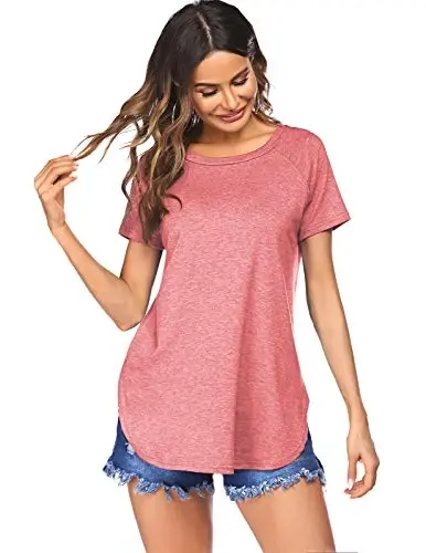 Newchoice Women's Casual Batwing Long Sleeve T Shirt Round Neck Basic Loose Tunic Tops - 2