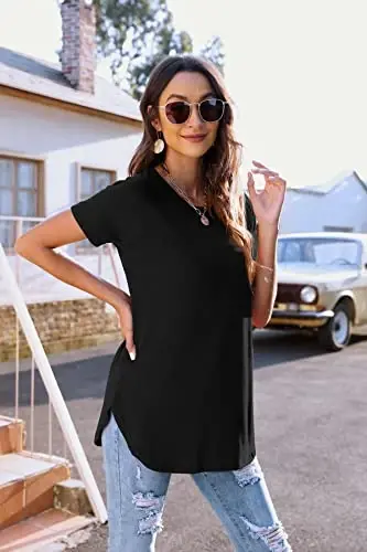 Newchoice Women's Casual Batwing Long Sleeve T Shirt Round Neck Basic Loose Tunic Tops - 2