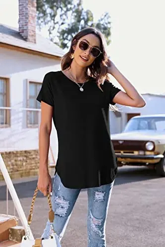 Newchoice Women's Casual Batwing Long Sleeve T Shirt Round Neck Basic Loose Tunic Tops - 6