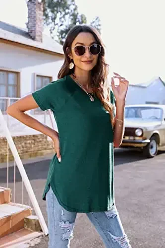 Newchoice Women's Casual Batwing Long Sleeve T Shirt Round Neck Basic Loose Tunic Tops - NEWCHOICE (1)