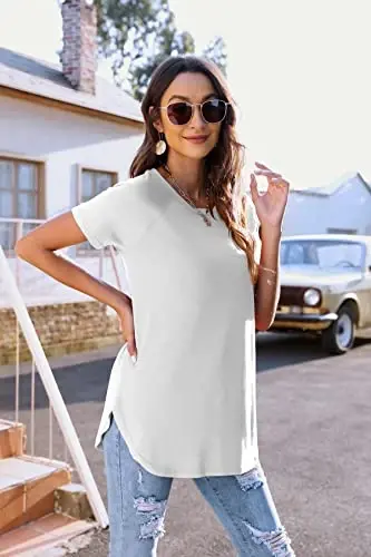 Newchoice Women's Casual Batwing Long Sleeve T Shirt Basic Loose Tunic Tops | Layering Tunics to wear with Leggings, Long Enough to Cover the Belly and Butt, Curved Rounded Hem, Round Neck Base Layers - 2