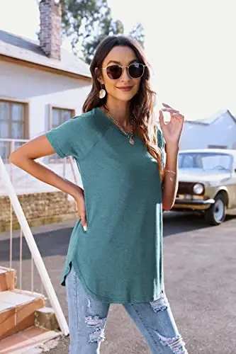 Newchoice Women's Casual Batwing Long Sleeve T Shirt Basic Loose Tunic Tops | Layering Tunics to wear with Leggings, Long Enough to Cover the Belly and Butt, Curved Rounded Hem, Round Neck Base Layers - 3