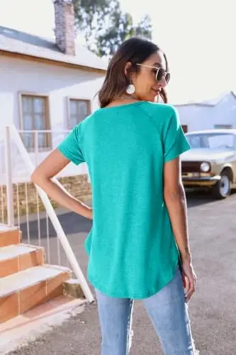 Newchoice Women's Casual Batwing Long Sleeve T Shirt Basic Loose Tunic Tops | Layering Tunics to wear with Leggings, Long Enough to Cover the Belly and Butt, Curved Rounded Hem, Round Neck Base Layers - 4