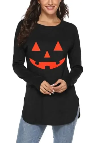 Newchoice Women's Casual Batwing Long Sleeve T Shirt Basic Loose Tunic Tops | Layering Tunics to wear with Leggings, Long Enough to Cover the Belly and Butt, Curved Rounded Hem, Round Neck Base Layers - 1
