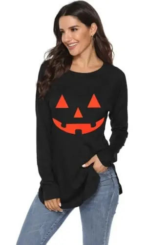 Newchoice Women's Casual Batwing Long Sleeve T Shirt Basic Loose Tunic Tops | Layering Tunics to wear with Leggings, Long Enough to Cover the Belly and Butt, Curved Rounded Hem, Round Neck Base Layers - 2