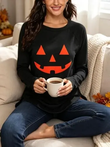 Newchoice Women's Casual Batwing Long Sleeve T Shirt Basic Loose Tunic Tops | Layering Tunics to wear with Leggings, Long Enough to Cover the Belly and Butt, Curved Rounded Hem, Round Neck Base Layers - 6