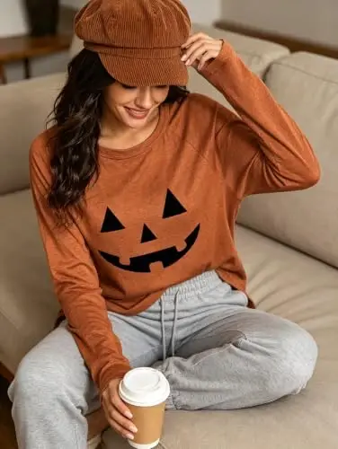 Newchoice Women's Casual Batwing Long Sleeve T Shirt Basic Loose Tunic Tops | Layering Tunics to wear with Leggings, Long Enough to Cover the Belly and Butt, Curved Rounded Hem, Round Neck Base Layers - 3