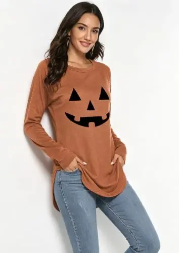 Newchoice Women's Casual Batwing Long Sleeve T Shirt Basic Loose Tunic Tops | Layering Tunics to wear with Leggings, Long Enough to Cover the Belly and Butt, Curved Rounded Hem, Round Neck Base Layers - 4