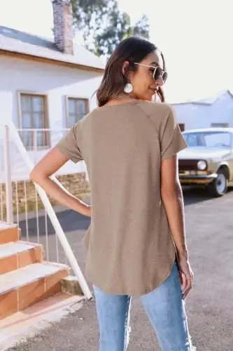 Newchoice Women's Casual Batwing Long Sleeve T Shirt Basic Loose Tunic Tops | Layering Tunics to wear with Leggings, Long Enough to Cover the Belly and Butt, Curved Rounded Hem, Round Neck Base Layers - 4