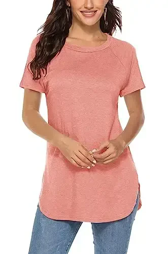 Newchoice Women's Casual Batwing Long Sleeve T Shirt Round Neck Basic Loose Tunic Tops - 1