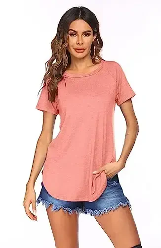 Newchoice Women's Casual Batwing Long Sleeve T Shirt Round Neck Basic Loose Tunic Tops - 3