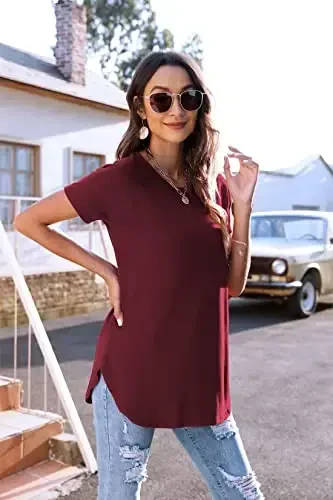 Newchoice Women's Casual Batwing Long Sleeve T Shirt Round Neck Basic Loose Tunic Tops - 4