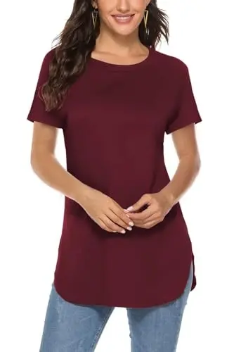 Newchoice Women's Casual Batwing Long Sleeve T Shirt Round Neck Basic Loose Tunic Tops 