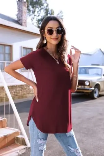 Newchoice Women's Casual Batwing Long Sleeve T Shirt Round Neck Basic Loose Tunic Tops - 3