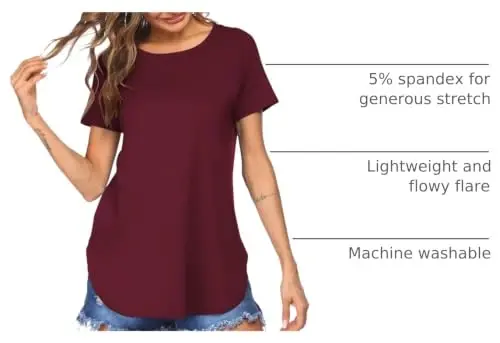 Newchoice Women's Casual Batwing Long Sleeve T Shirt Round Neck Basic Loose Tunic Tops - 4