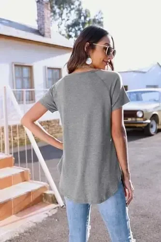 Newchoice Women's Casual Batwing Long Sleeve T Shirt Round Neck Basic Loose Tunic Tops - 5