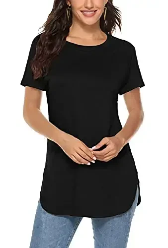 Newchoice Women's Casual Batwing Long Sleeve T Shirt Round Neck Basic Loose Tunic Tops - MODAZONE