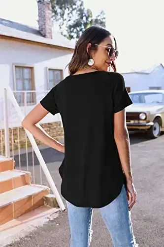 Newchoice Women's Casual Batwing Long Sleeve T Shirt Round Neck Basic Loose Tunic Tops - 3